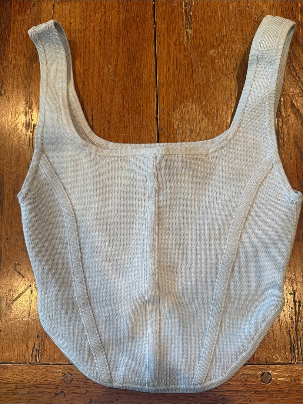 Babaton Pale Blue Ribbed Crop Tank